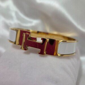 18K Gold Plated  H White H Clic White Bracelets